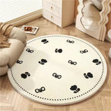 Round Bowknot Pattern Bedroom Rug Cartoon Cute Living Room Carpet Polyester Cozy Decoration for Girls Home Bedroom