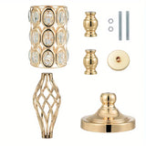 2/10 Piece Set Metal Diamond Crystal Vase, 24 Inch Gold Multi-Purpose Tall Flower Stand, Wedding Centerpiece Birthday Party Home