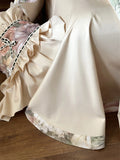 Romantic Vintage Bedding Set, Oil Painting Style, Flowers, Big Ruffles, Egyptian Cotton Duvet Cover Set, Bed Sheet, Pillowcases