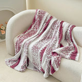 Thick Bed Blanket Office Sofa Nap Leisure Blanket Coral Velvet Warm Blanket Autumn Jacquard Striped Decorative Blanket