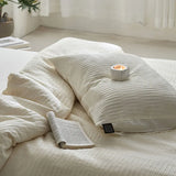 40S Ripple Jacquard Pure Cotton Bedding Set Bubble Gauze Color Blocking Breathable Quilt Set Twin Full Queen King Bedclothes
