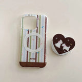 Cute Dog Stand holder Phone Case Stripe For Iphone 17Pro 17 16ProMax 13 14 15 16 Pro Max 16Pro 15ProMax 15Pro 14Pro Cover Fundas