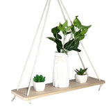 Wooden Rope Swing Wall Hanging Plant Flower Pot Tray Mounted Floating Wall Shelves Nordic Home Decoration Mored Simple Design