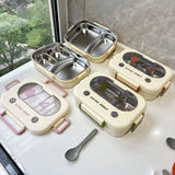 2/3 Grid Lunch Box Stainless Steel Insulated Lunch Box Student Bento Box with Cutlery Large Capacity Food Storage Container