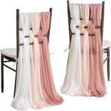 12Pcs Wedding Chair Sashes 7x108Inch Sheer Chiffon Chair Fabric Covers for Party Christmas Bridal Baby Shower Wedding Decoration