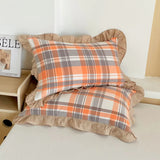 100% Cotton Lace Pillowcase 48x74cm Yarn-dyed Washed Cotton Stripe Pillow Cover Bedding Decorative Pillow Sham With Zipper