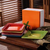 6 Inch 8 Inch Creative Ceramics Square Plate Dessert Western Food Plate Fruit Dim Sum Plate House Solid Color Tableware