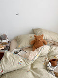 Pure Cotton Double Layered Lace Four Piece Bedding Set Cute South France Secret Garden Cartoon Design Bed eet Cover Duvet C...