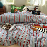 Embroidered Running Dog Soft Bedding Set Duvet Cover Bedclothes Bedspread Pillowcases Flat Sheets Comforter Sets for Girls