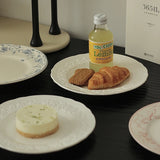 French Relief Dining Plate Household Breakfast Bread Disc Nordic Style White Ceramic Tableware Retro Versatile Dessert Plates