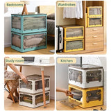 Foldable Stackable Storage Box Large Capacity with Wheels Home Closet Organizer for Books Toys Snacks Sundries Storage Supplies