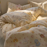 New Type A Aerobic Double Yarn Quilt Cover Knitted Cotton Printed Four-piece Duvet Set Skin Friendly Breathable Bedding