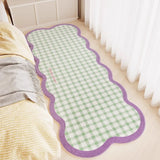 Special-shaped Runner Rug Pink Plaid Bow Bedroom Bedside Carpets Fashionable Ins Creative High-end Coffee Table Mats 러그 Alfombra