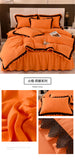 Princess Style Bedding Set Ruffle Duvet Cover With Lace Soft Four Piece Set Quilt Cover Bed Skirt Pillowcase Girls Bedroom Decor