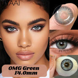 1 Pair Colored Contact Lenses Natural Brown 14.5mm Big Eyes Contacts Cosmetics Green Eye Color Lens Gray Lens Women Makeup
