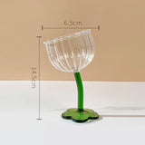 Vintage Glass Cups Home Christmas Party Drinkware Cute Flower with Tilted Head Goblet Romantic Champagne Glass Kitchenware Gifts