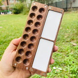 1pcs Portable Wooden Handmade Watercolor Paint Box Empty Box Mini Black Walnut/cherry Paint Palette Painting Supplies