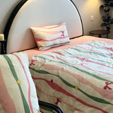 Milk fleece Bedding Set For adults kids Floral printed Flat Fitted Sheet set With Pillowcases Colorful King Queen Full size