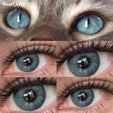 1 Pair Colored Contact Lenses Natural Brown Pupils Green Eyes Contact lenses Gray Soft Contacts 14.20mm
