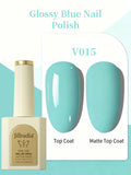 1pc 15ml Blue Green Gel Nail Polish Starter Pure Soak Off No Wipe Nail Gel Polish Suitable For All Seasons
