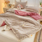 Double-Layer Yarn Bean Quilt French Style Spring and Autumn Warmth Quilt Adult Double Four Seasons Comforter Quilt Lace Ruffles