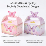 8Pcs 3D Butterfly Crown Party Favor Boxes Pink Purple Gable Candy Box for Girls Princess Birthday Baby Shower Gift Packaging