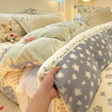 New High-weight Milk Fleece Thickened Single Quilt Cover  Winter Warm Cartoon Duvet Cover Skin-friendly Bedding