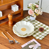 8 Inch Flower Ceramic Plate, High Aesthetic Ins Style Coffee Dessert Dish, Petal Shaped Dinner Plate