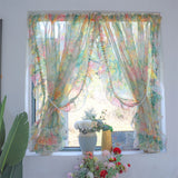 Retro Printing Curtain Art Living Room Gauze Curtain Velcro Curtain Ruffled Door Curtain Partition Punch-Free Customizable