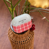 Lovely Mint Green Red Grid Pattern Apple Pendant Shockproof Protective Case for AirPods 1 2 3 4 Pro 2 Silicone Earphone Cover