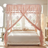 Lace Princess Palace Mosquito Net with Frame Romantic Three-door Bed Curtain with Dustproof Top French Design Home Decor