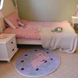 Round Living Room Carpet Purple Little Sheep Pattern Bedside Bedroom Rug Fashionable Ins Style Plush Sofa Coffee Table Mat Tapis