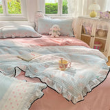 Korean StyleFloral Printed Summer Quilt Soft Skin-friendly Comforter Adults Single Double Washable Summer Lightweight Quilt 1PC