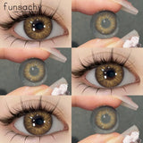 0~-8.00 Degree 1 Pair Myopia Colorcon Korean Lenses Color Prescription Contact Lenses Brown Natural Eye Contacts Lens
