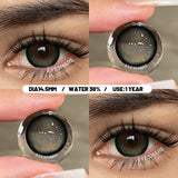 1 Pair Big Eyes Black Lenses Natural Gray Lenses Color Contact Lenses Eyes with Green Beautiful Pupils Lenses Yearly