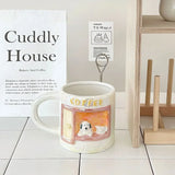 Cute Cartoon Pearlescent Relief Puppy Mug Home High Appearance Level Ceramic Cup Kitchen Creative Couple Breakfast Coffee Cups