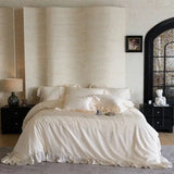 French Lace Ruffles Princess Wedding Bedding Set 1000TC Lyocell Cotton Queen King Size Duvet Cover Bed Sheet Pillowcases 4Pcs