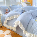 Princess Style Bedding Set Soft Bedroom Decor Comforter Duvet Cover Set Pillowcase Bed Sheet Ruffled Quilt Cover Four Pieces Set