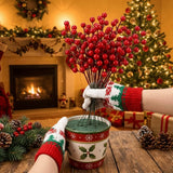 Plastic Artificial Pine Branches Lifelike Frosted Snowy Christmas Tree Decorations Snow Twig Pine Needle