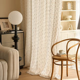 1 Panel Rural Style Living Room, Bedroom, Natural Flaxseed Bean Curtains, Semi Transparent Gauze Curtains