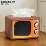 Retro Resin Tv Tissue Boxex Home Living Room Tissue Case Kitchen Countertop Tissue Storage  Multifunctional Napkin Storage Boxes