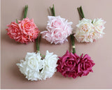 5Heads Curled Edge Rose Bouquet Real Touch Artificial Flowers Rose Wedding Bridal Bouquet Party Festival Home Decor Fake Flowers