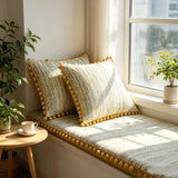 Boho Woven Throw Pillow Cover with Pompom Edge Living Room Sofa Bedroom Home Decor Zipper Soft Cushion Case Fashion Funda CoJin