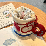 Cute Teacup Shape Pen Bag with Handle Cartoon Pencil Case Large Capacity Pen Holder Students