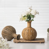 Handmade Vintage Vase Hand Woven Imitation Rattan Vase Ethnic Style Living Room Decoration Ornament Creative Dry Vase Supplies