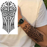 1 Sheet Compass Family Temporary Tattoos For Women Men Adults Flower Tribal Maori Totem Tattoo Sleeve Waterproof Temp Stickers