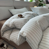 Simple Style Bedding Set Nordic Striped Duvet Cover Set 100% Cotton Flat Sheet Single Twin Size Double Bed Sheet Set For Bedroom