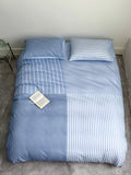 Modern Copenhagen Stripe Bedding Set Pure Cotton Gown Satin Six-Piece Quartet Full Cotton Quilt Cover Bed eet