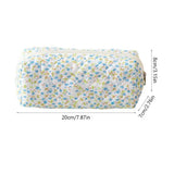 New Polyester Floral Quilted Pen Bag Large Capacity Multifunctional Storage Bag Floral Design Pencil Box School Office