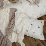 Vintage French Double Layer Ruffles Bedding Set 100% Cotton Double Yarn Soft Duvet Cover Flat/Fitted Bed Sheet Pillowcases 4Pcs